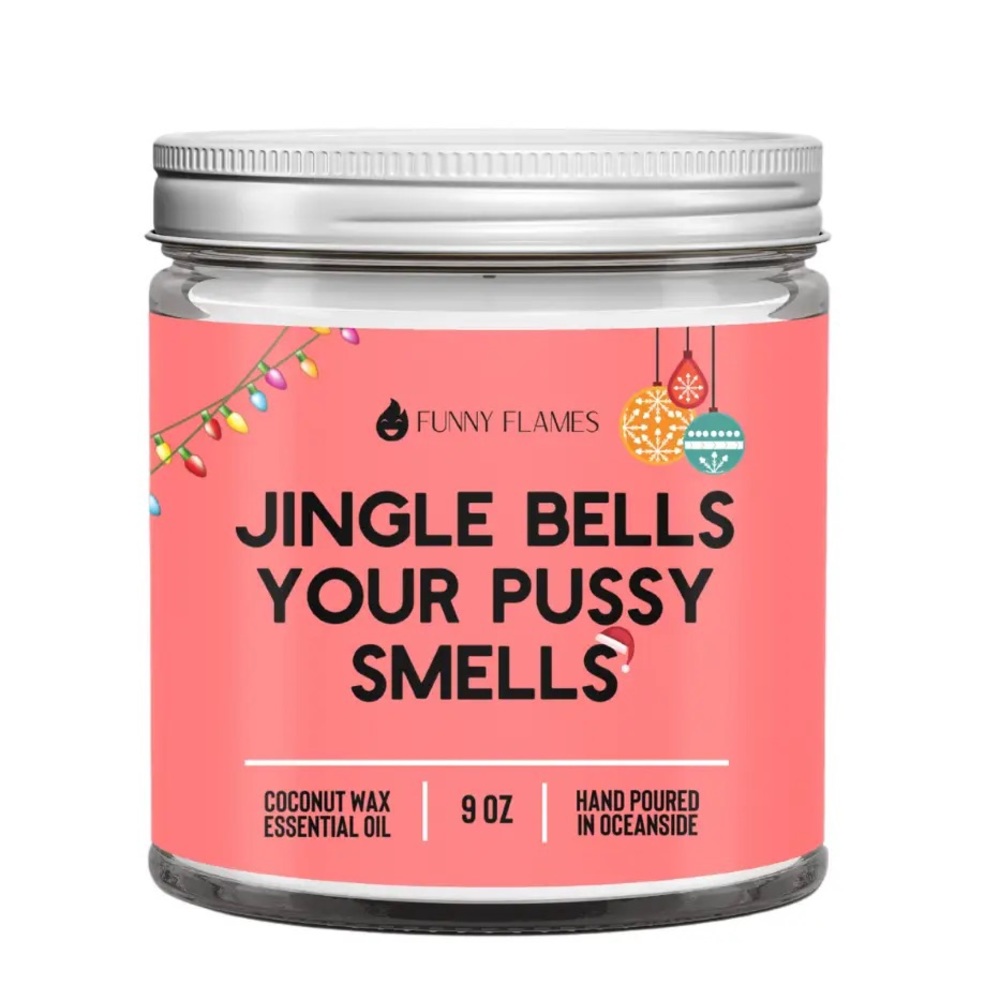 Funny Flames Jingle Bells Santa Smells Humorous Gift Eucalyptus Christmas Candle